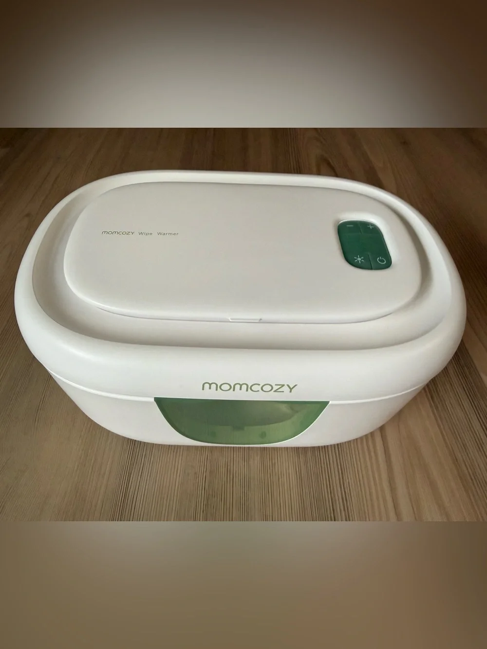 MomCozy White & Green Baby Wipe Warmer with Nightlight